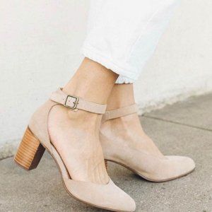 Soludos Gemma Heel, Beige Suede, Size 6.5